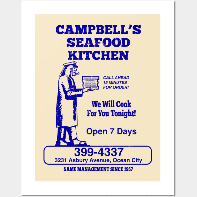 Campbell's Seafood Kitchen - Blue Print Wall Art by mcillustrator